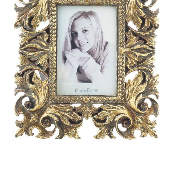 Litton Lane Gold Polystone Traditional Photo Frame (Set of 2) 76463 - The  Home Depot