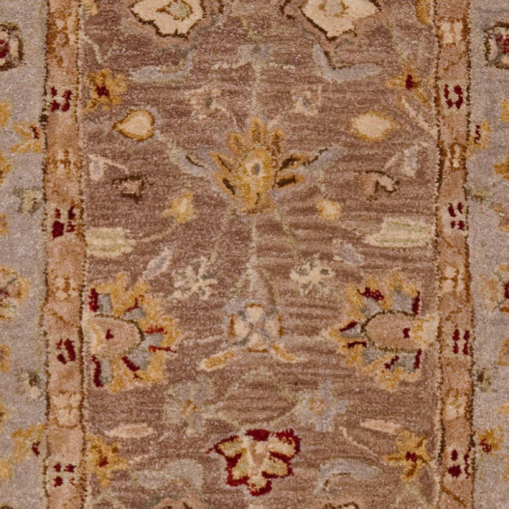 Hand Tufted Ivory and Tan Floral Wool Runner Rug