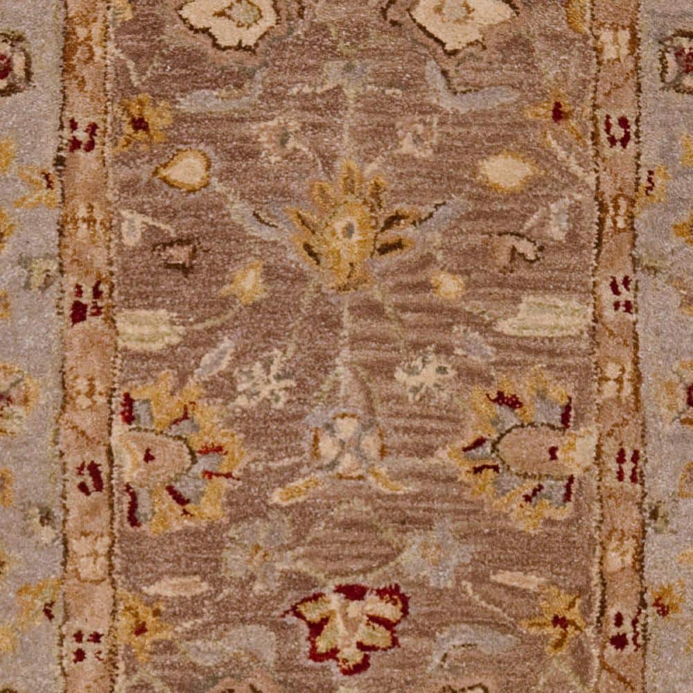 Hand-Tufted Ivory and Tan Floral Wool Runner Rug, 2'3" x 14'