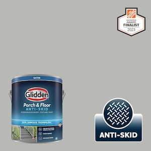 1 gal. PPG1009-4 Gray Stone Satin Interior/Exterior Anti-Skid Porch and Floor Paint with Cool Surface Technology