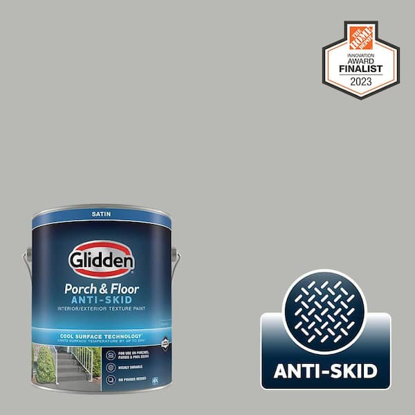 Glidden Porch and Floor 1 gal. PPG1009-4 Gray Stone Satin Interior/Exterior Anti-Skid Porch and Floor Paint with Cool Surface Technology