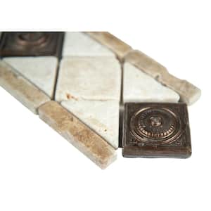 Noche Chiaro Copper Scudo Listello 4 in. x 12 in. Textured Travertine Metal Floor and Wall Tile (10 pieces/case)