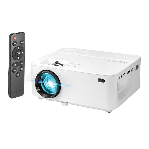Technaxx Beamer 800 x 480 Pixel LED Mini Projector in White with 1800 Lumens