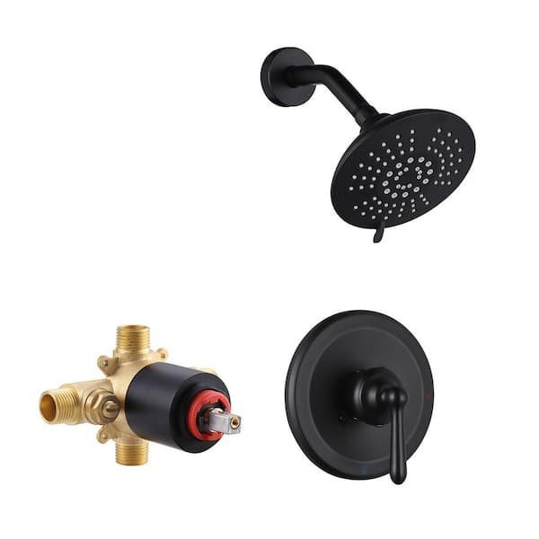 Single Handle 5-Spray Shower Faucet 1.8 GPM with Pressure Balance Valve Included in. Matte Black