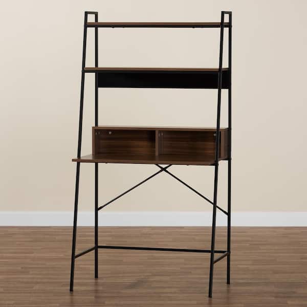 Baxton Studio Palmira  in. Walnut Brown and Black Ladder Desk  207-12497-HD - The Home Depot
