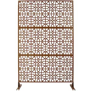 76 in. H Brown Steel Garden Fence Freestanding Decorative Patterns Privacy Screen