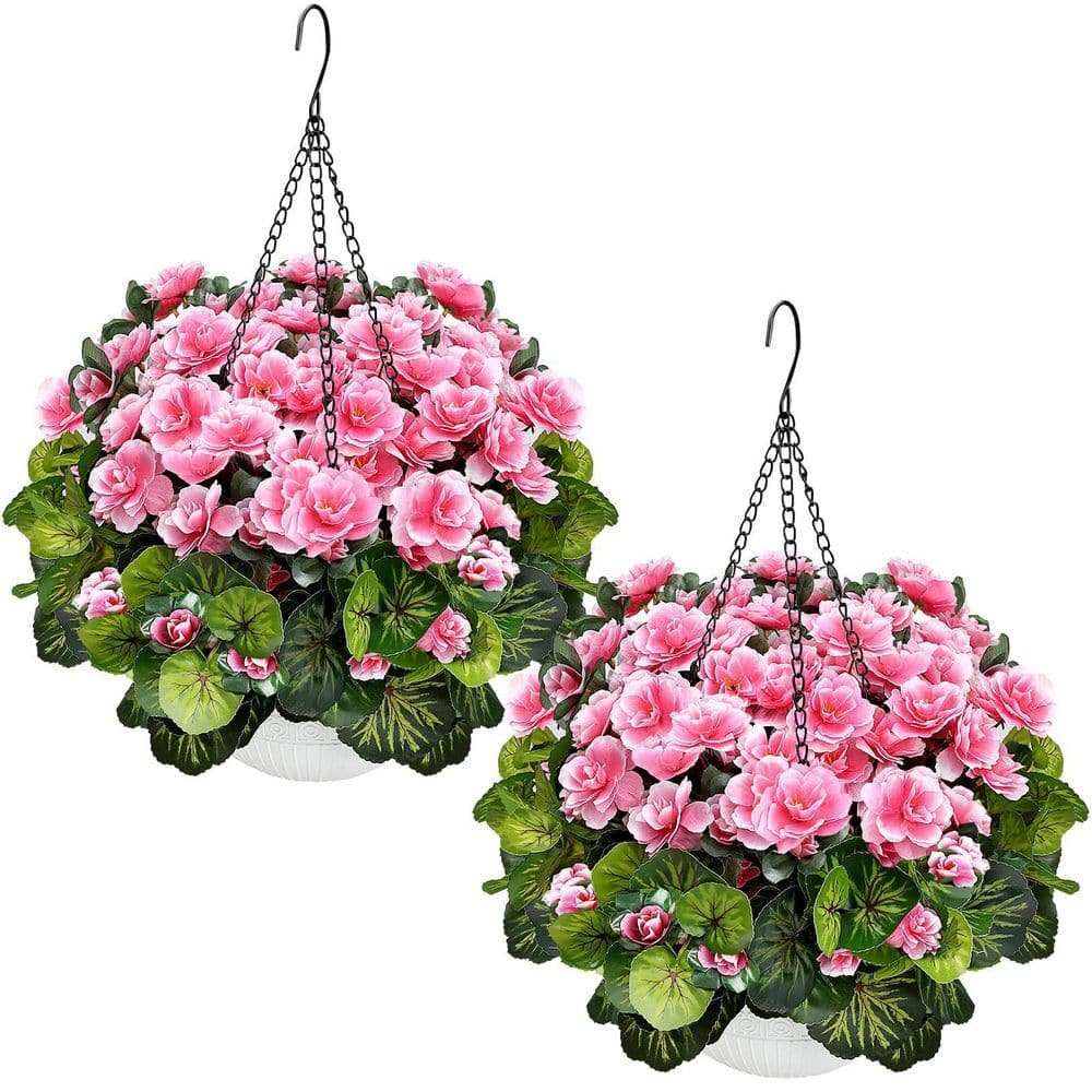 23.6 in. H Pink Artificial Mixed Flower with Basket Indoor/Outdoor