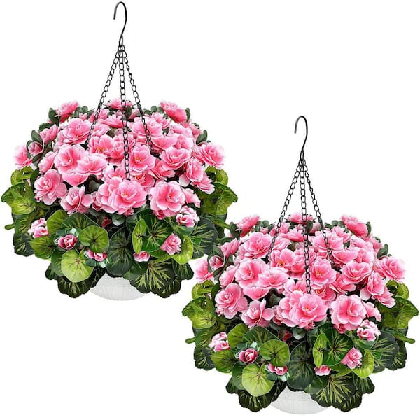 23.6 in. H Pink Artificial Mixed Flower with Basket Indoor/Outdoor
