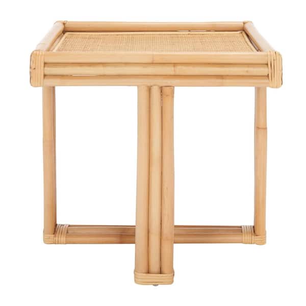 SAFAVIEH Juri 19.7 in. Beige Rectangle Jawit and Webbing End Table