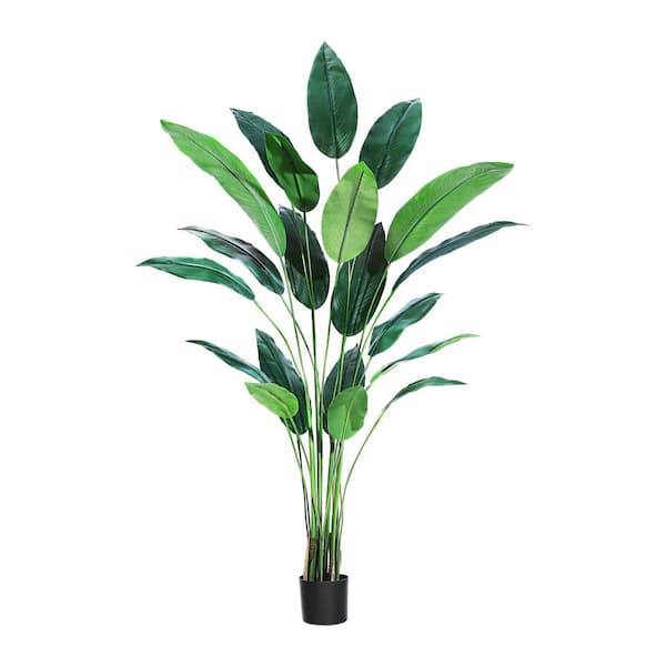 7 ft. Bird of Paradise Artificial Bird Plant Fake Palm Tree Decor Faux Plants with 20 Trunks Faux Leaves