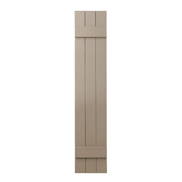 Ply Gem 11 in. x 51 in. Polypropylene Plastic 3-Board Closed Board and Batten Shutters Pair in Pebblestone Clay