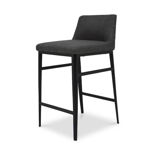 Spencer 25.5 in. Charcoal Grey Fully Upholstered Low Back Metal Counter Stool