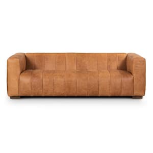 Canale 86 in. Square Arm 3-Seater Sofa in Cognac Tan
