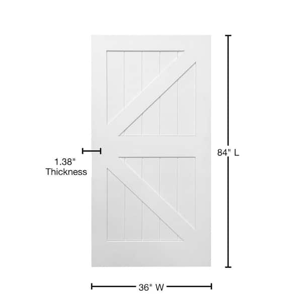 36 in. x 84 in. K-Plank Primed MDF Interior Barn Door Slab 36 in. x 84 in. K-Plank Primed MDF Interior Barn Door Slab