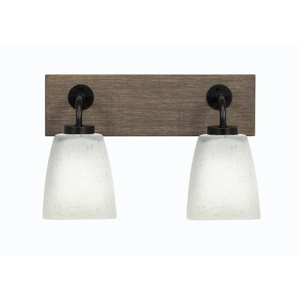 Unbranded Kirby 16 in. 2-Light Matte Black and Painted Distressed Wood-look Metal Vanity Light