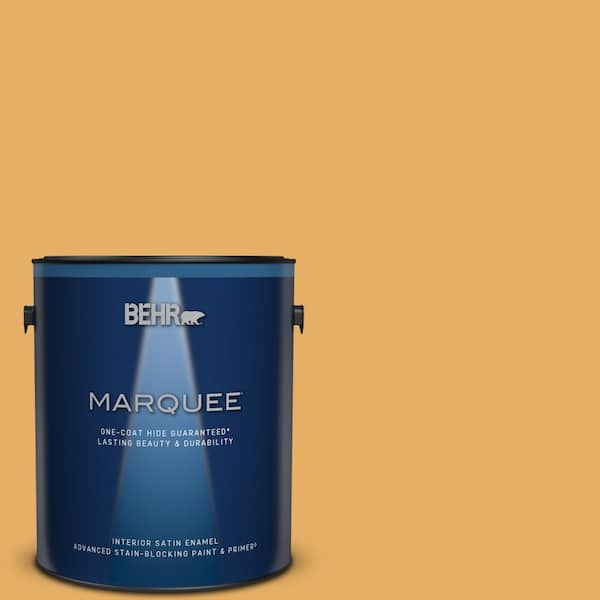 BEHR MARQUEE 1 gal. #MQ4-11 Lamplit One-Coat Hide Satin Enamel Interior Paint & Primer