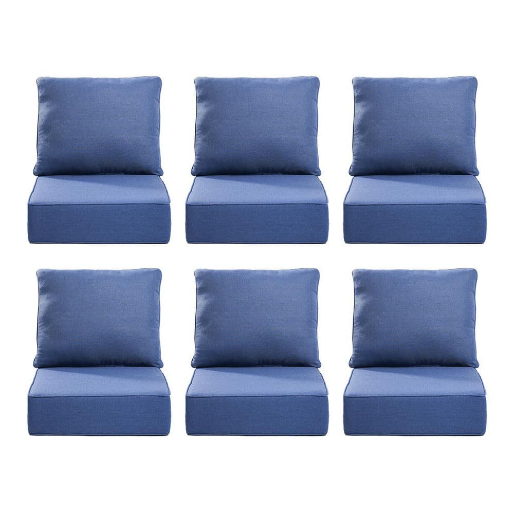 24 in. x 24 in. x 6 in. 12-Piece Olefin Deep Thick Seating Outdoor Lounge Chair Sofa Replacement Cushion Set in Blue price history on PriceWatchPro