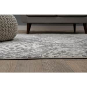 Distressed Floral Damask Bohemian Gray 5 ft. x 7 ft. Area Rug