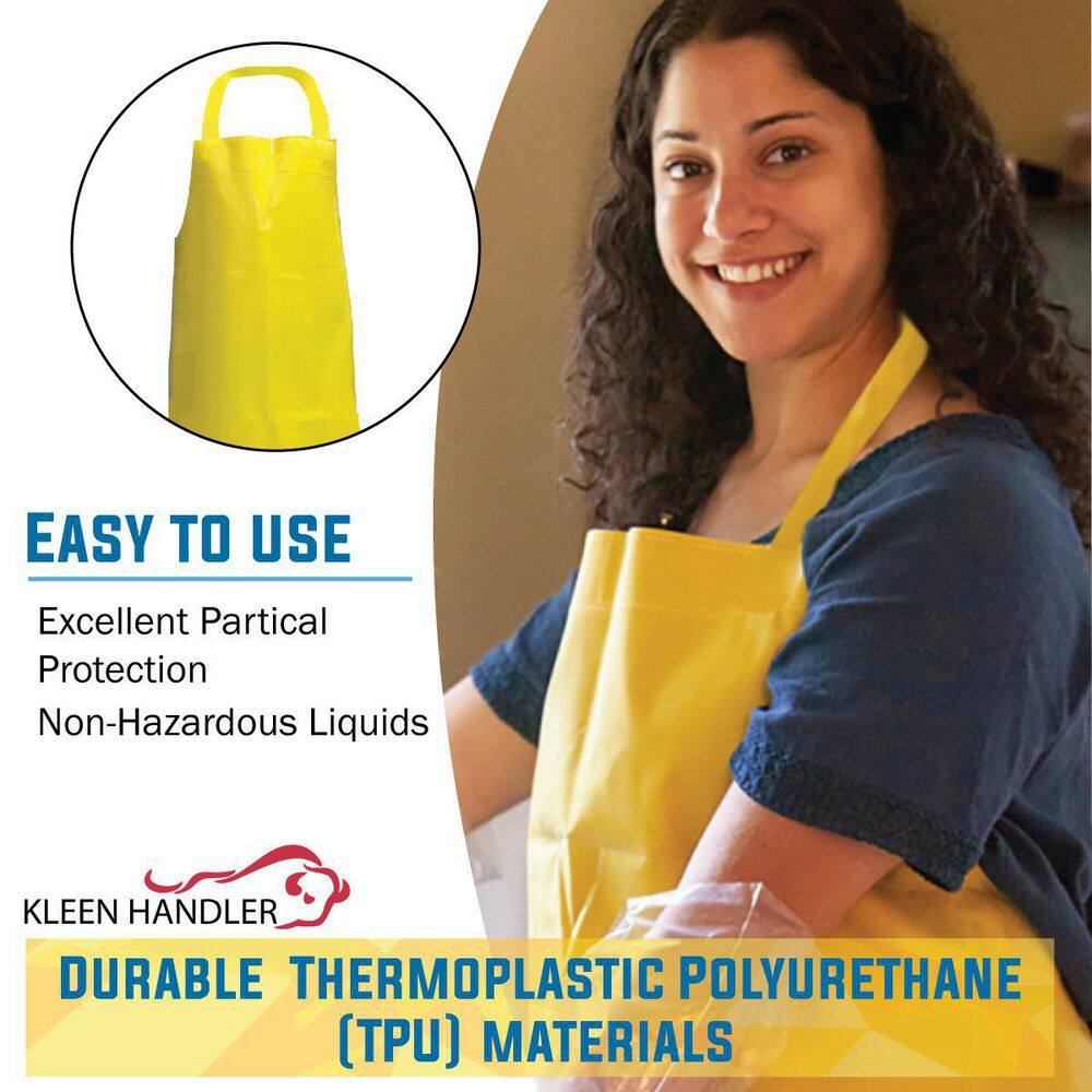 Yellow Heavy Duty Waterproof TPU Bib Apron, Adjustable Neck