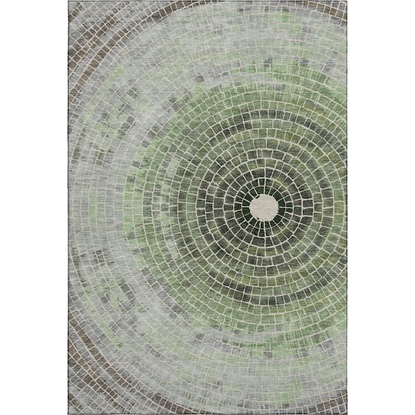 Mayfield Premium Machine Washable Abstract AMF2524 Aloe 9 ft. x 12 ft. Area Rug