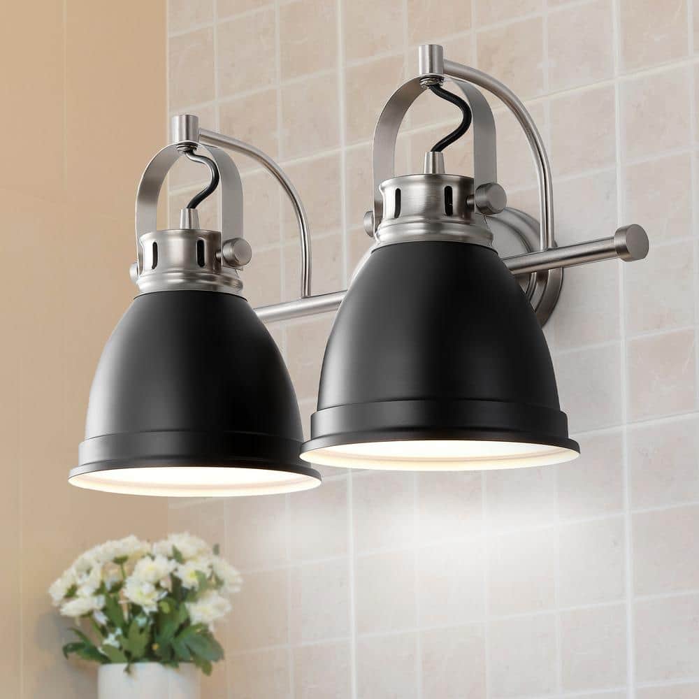 Phineas 16.25" Black Satin Iron 2-Light LED Vanity