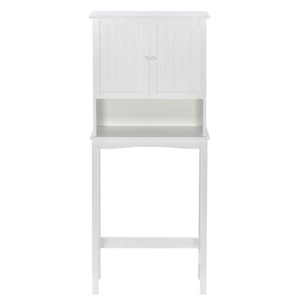 JimsMaison 24 in. W x 9 in. D x 62 in. H White MDF Freestanding Over-the-Toilet Linen Cabinet with Shelf and Two Doors