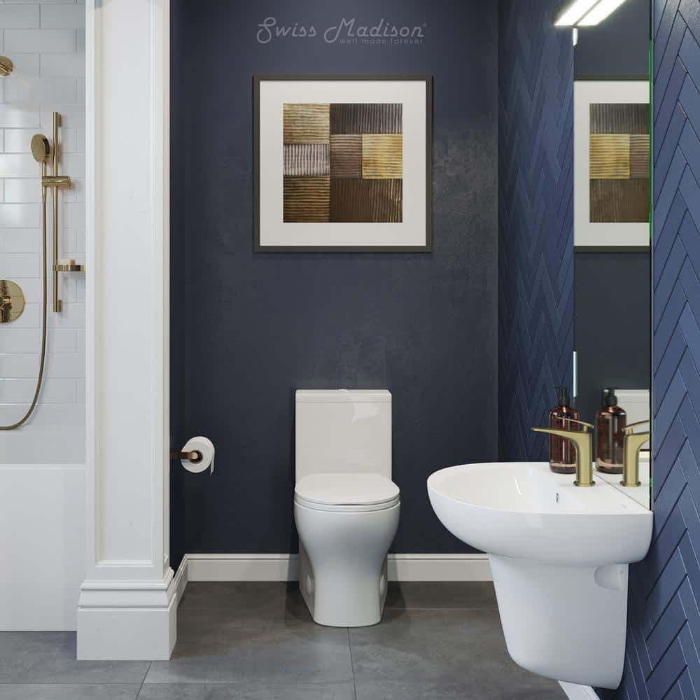 Glossy White Round Two-Piece Dual Flush Toilet