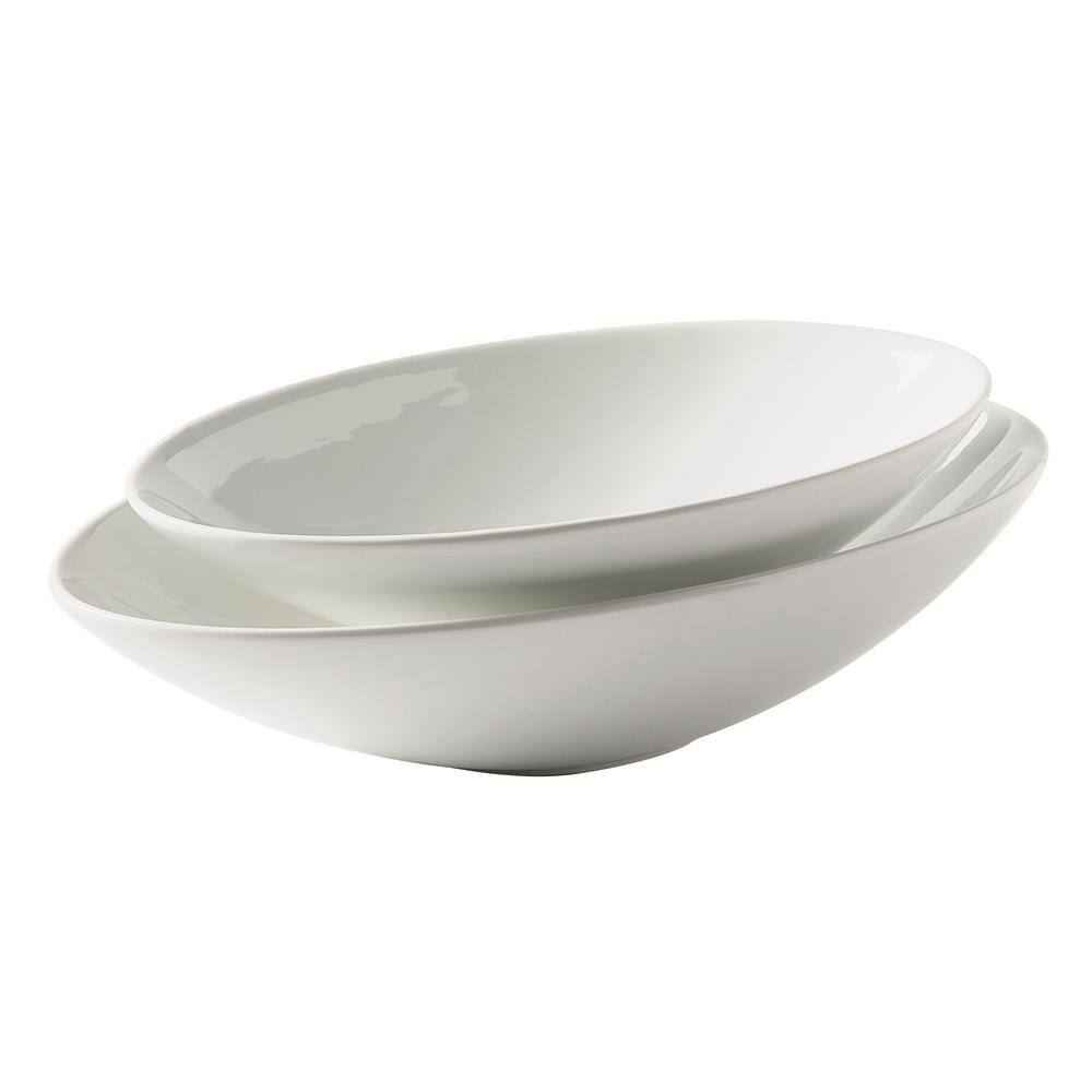 65 fl oz White Porcelain Oval Serve Bowls - Set of 2 TTU-R4059-EC