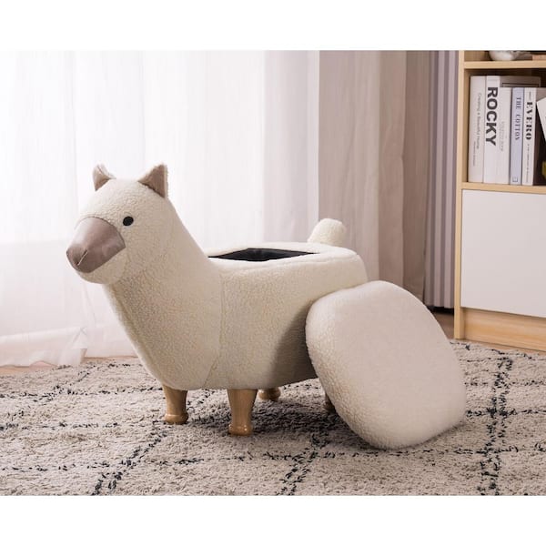 Home 2 Office Cream and Tan Llama Storage Ottoman HO-W09-00008 - The Home  Depot