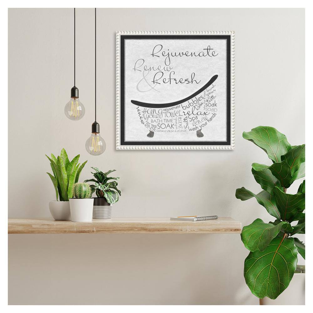 Rejuvenate Renew Refresh Beaded White Canvas Wall Art