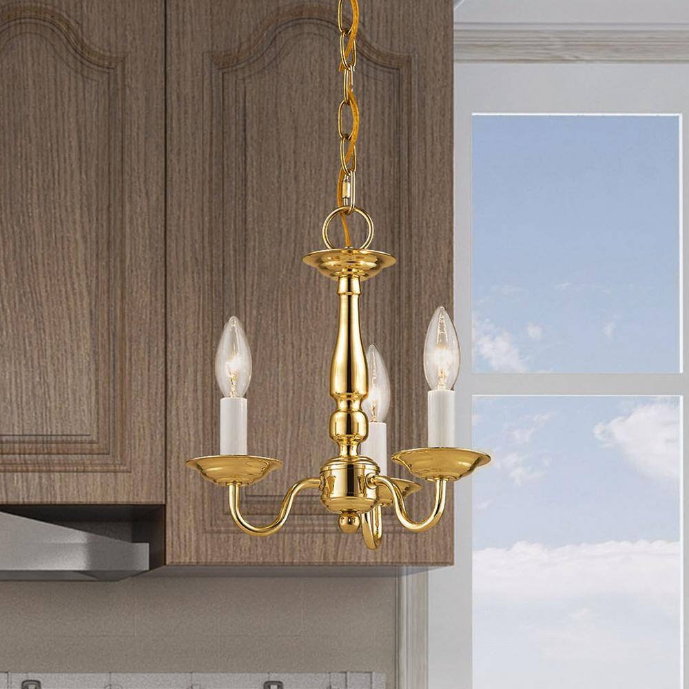 Williamsburgh 3-Light Polished Brass Mini Chandelier for Indoor/Outdoor