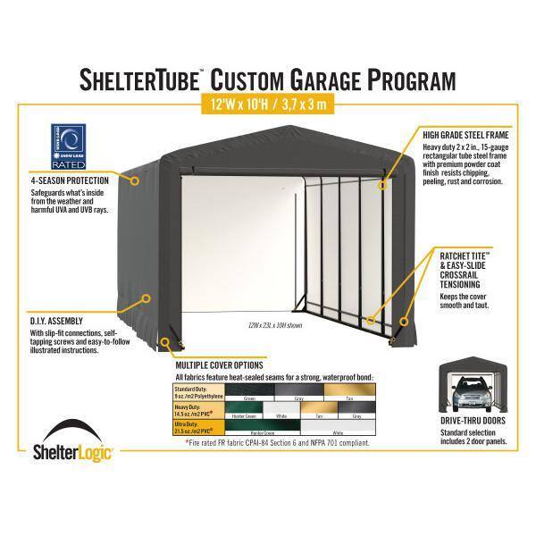 ShelterLogic Sheltertube 12 ft. x 23 ft. x 10 ft. Gray Garage