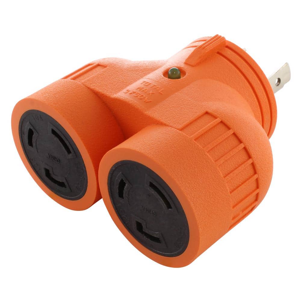 Generator V-Duo Outlet Splitter L5-30P 30 Amp 3-Prong Locking Plug to (2) L