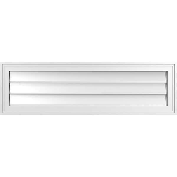 Ekena Millwork 40 in. x 12 in. Vertical Surface Mount PVC Gable Vent: Decorative with Brickmould Frame