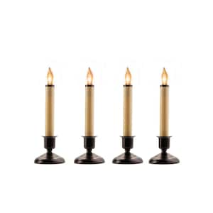 9 in. Electric Ivory Christmas Candles with Black Base (Set of 4)