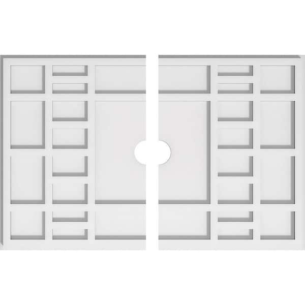 Ekena Millwork 24 in. W x 16 in. H x 2 in. ID x 1 in. P Beaux Architectural Grade PVC Contemporary Ceiling Medallion (2-Piece)