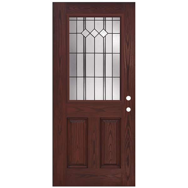 Steves & Sons 36 in. x 80 in. Reliant Series Epic 1/2 Lite Rosewood Left-Hand Inswing Stained Fiberglass Prehung Front Door