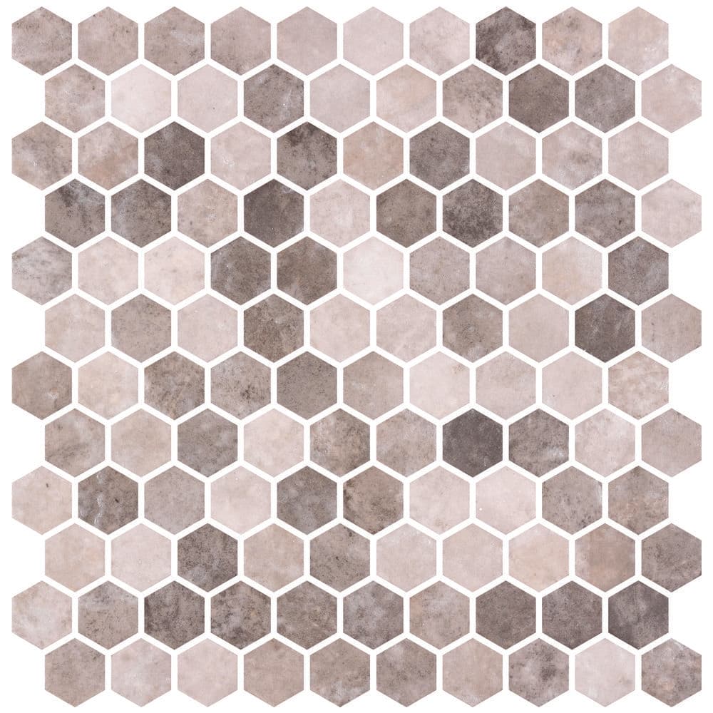 Trillion Honey Tan/Brown Glossy 4.5 in. x 8.25 in. Geometric Glass Mosaic T