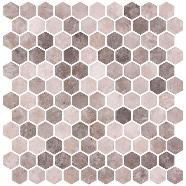 ANDOVA Trillion Honey Tan/Brown Glossy 4.5 in. x 8.25 in. Geometric Glass Mosaic Tile Sample