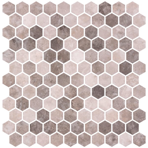 Saturn Grey Hexagon Glass Mosaic Tile