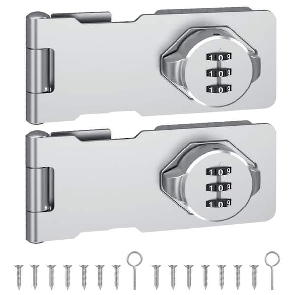 2-Pack Cabinet Password Hasp Lock, Keyless Combination Lock for Small Doors, Bathroom and Garage, Sliver