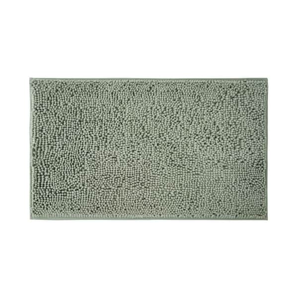 Resort Collection Plush Shag Chenille Sage Green 21 in. x 34 in. Bath Rug