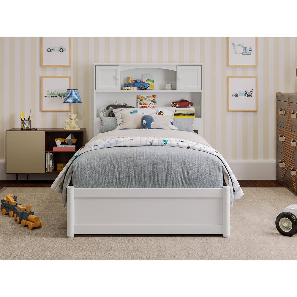 Hadley Twin White Wood Platform Bed with Storage Drawers