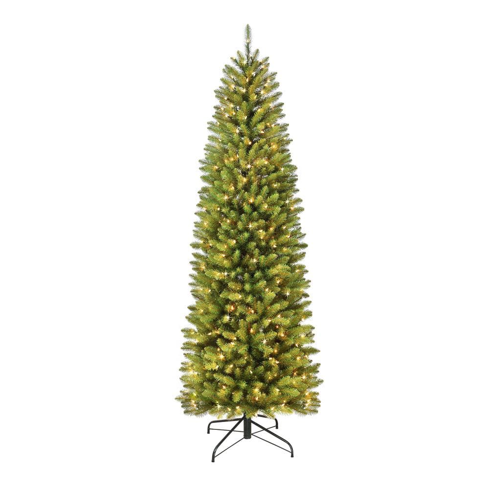 Puleo International 6.5 ft. Pre-Lit Fraser Fir Pencil Artificial Christmas Tree with 250 UL Listed Clear Lights