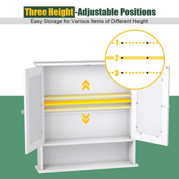 22 in. W x 23 in. H White Surface Mount Medicine Cabinet with Mirror
