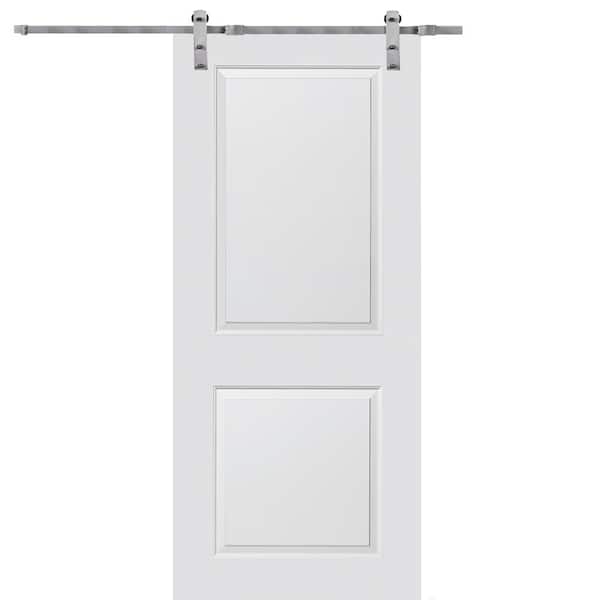MMI Door 32 in. x 80 in. Primed Molded MDF Carrara Sliding Barn Door with Hardware Kit