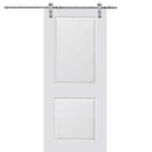 30 in. x 84 in. Smooth Carrara Primed Molded MDF Sliding Barn Door with Stainless Steel Hardware Kit