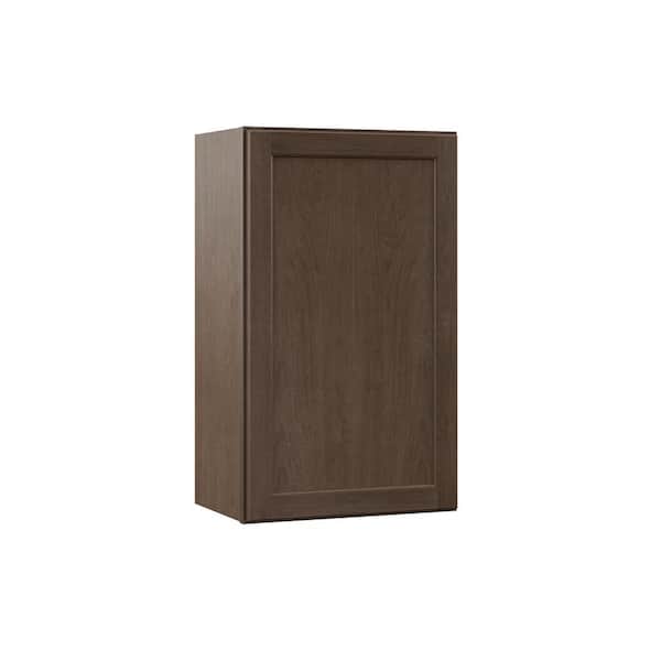 Hampton Bay Shaker 15 in. W x 12 in. D x 30 in. H Assembled Wall Kitchen Cabinet in Brindle