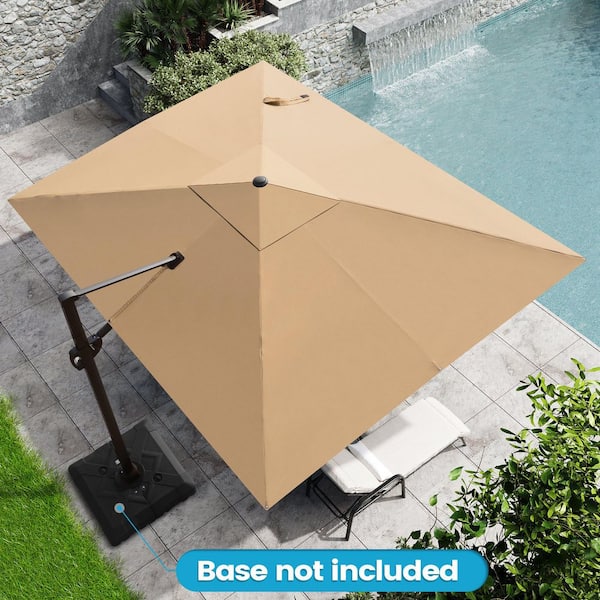 Crestlive Products 9 ft. x 11.5 ft. Outdoor Rectangular 360° Rotation Cantilever Tilt Patio Umbrella in Tan