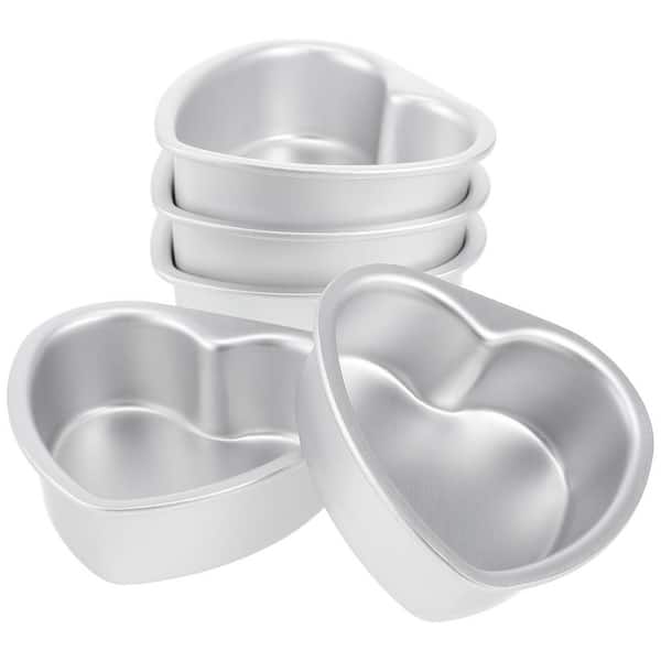 5-Piece Aluminum Heart Shaped Cake Pan Set Nonstick Baking Molds for Muffin Cupcake Chocolate Wedding Birthday